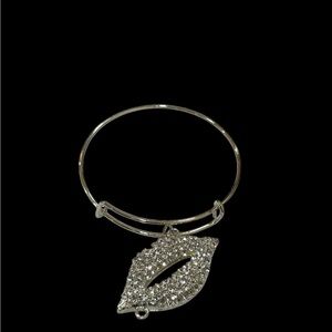 Handmade by Tolee Dezigns Silver Crystal-Encrusted Lip Charm Bracelet